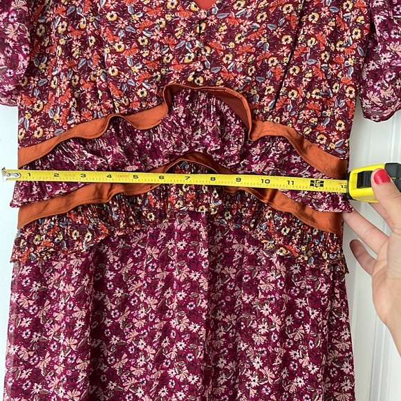 NWOT En Saison Affectionate Purple Floral Print Ruffled Midi Dress! - Picture 7 of 7